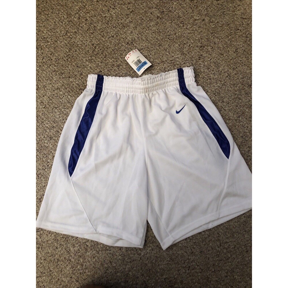 Nike White Athletic Shorts with Navy Trim